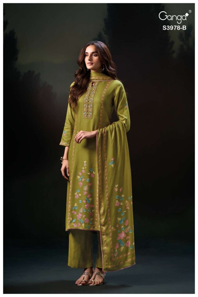 My Fashion Road Ganga Nilak Premium Pure Wool Pashmina With Embroidery Suit | S3978-B My Fashion Road Ganga Nilak Premium Pure Wool Pashmina With Embroidery Suit | S3978-B