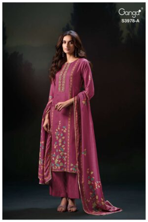 My Fashion Road Ganga Nilak Premium Pure Wool Pashmina With Embroidery Suit | S3978-A My Fashion Road Ganga Nilak Premium Pure Wool Pashmina With Embroidery Suit | S3978-A