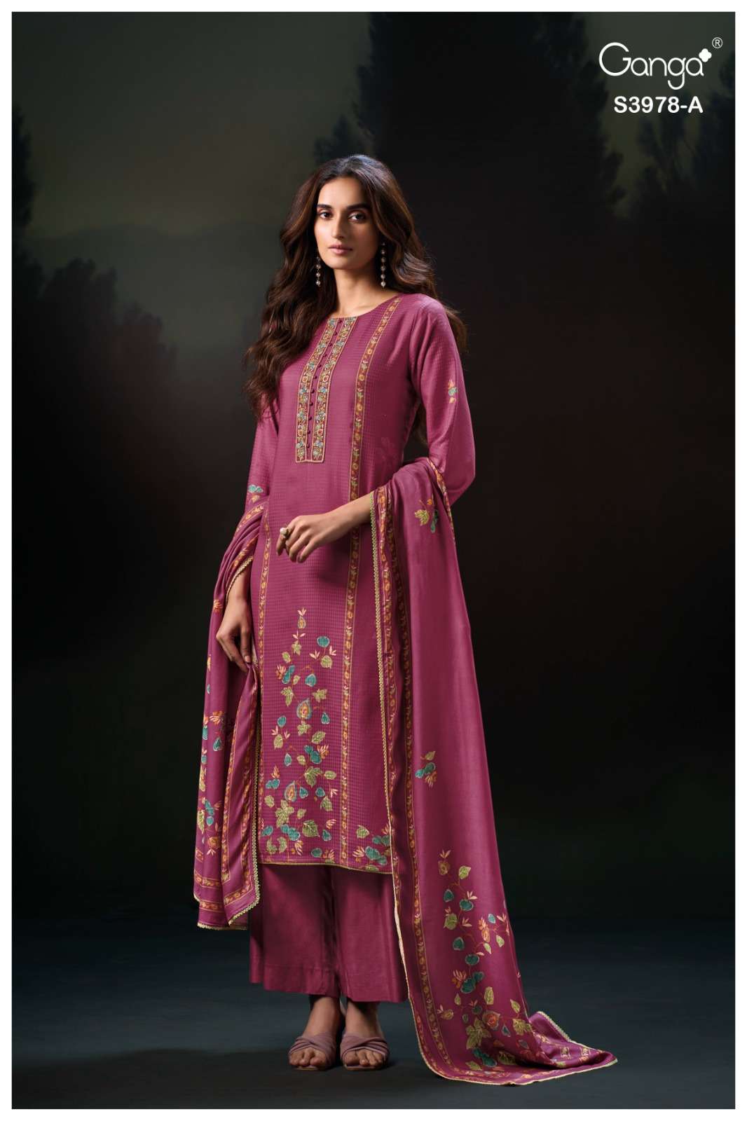 My Fashion Road Ganga Nilak Premium Pure Wool Pashmina With Embroidery Suit | S3978-A My Fashion Road Ganga Nilak Premium Pure Wool Pashmina With Embroidery Suit | S3978-A