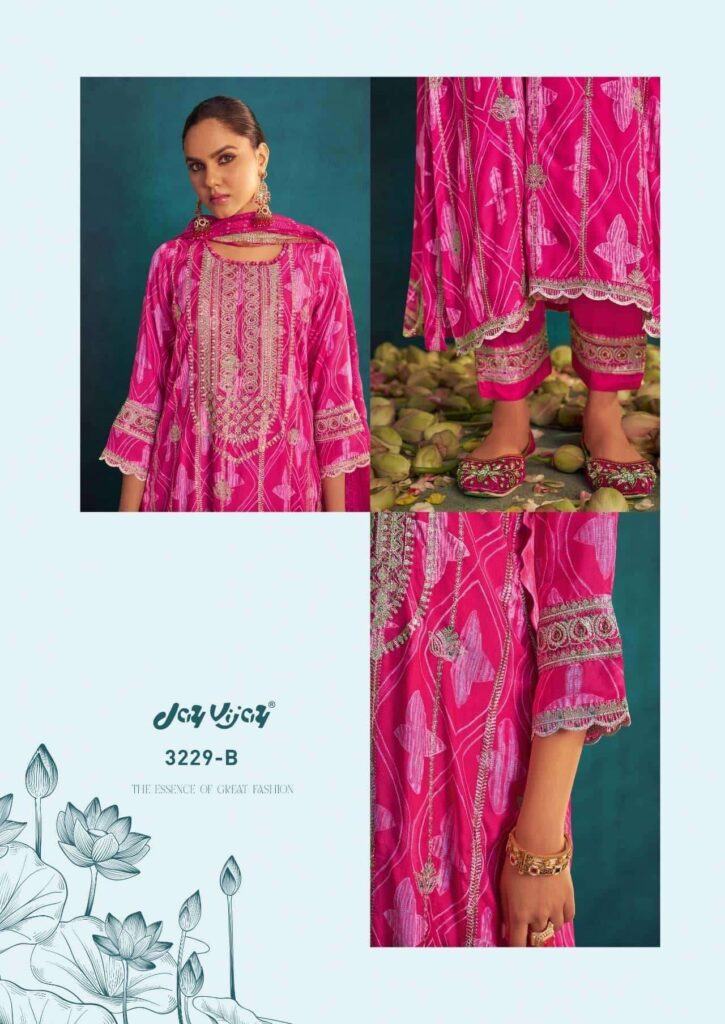 My Fashion Road Jay Vijay Aqsa Exclusive Designs Pure Muslin Silk Suit | 3229 – B