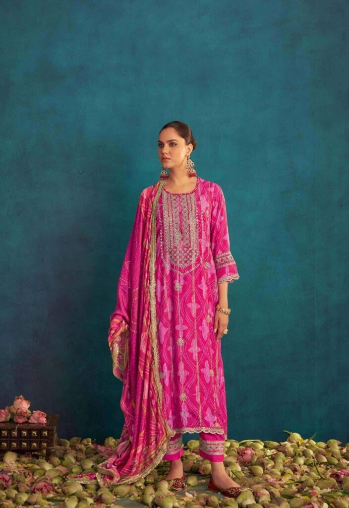 My Fashion Road Jay Vijay Aqsa Exclusive Designs Pure Muslin Silk Suit | 3229 – B