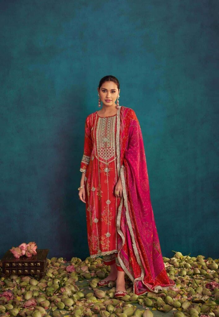 My Fashion Road Jay Vijay Aqsa Exclusive Designs Pure Muslin Silk Suit | 3229 – A