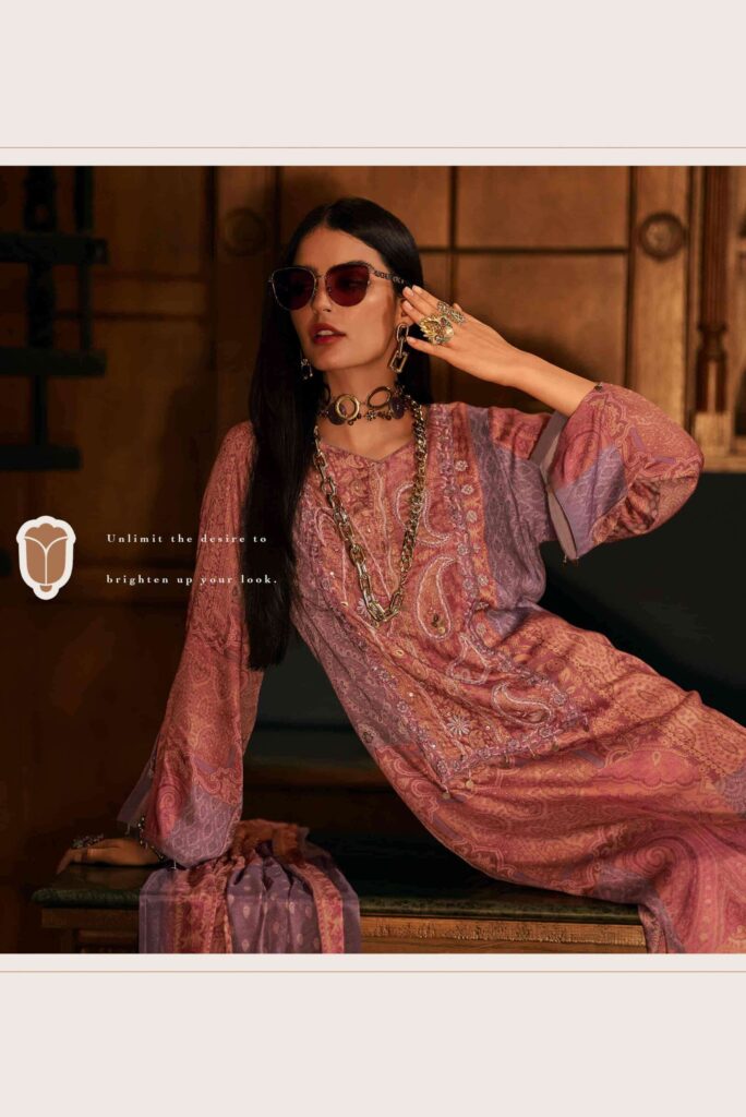 My Fashion Road Varsha Artisan Motifs Digital Printed Pashmina Satin Suit | AM-02