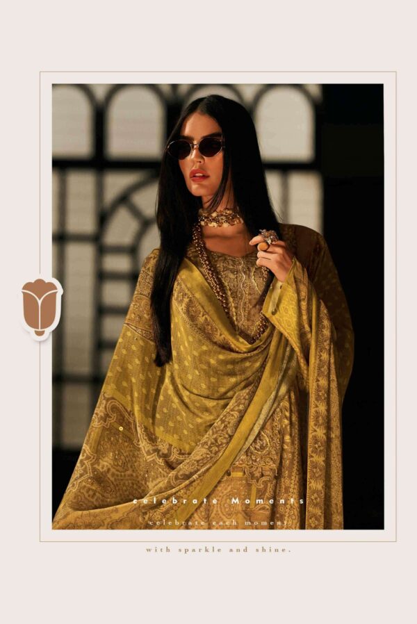 My Fashion Road Varsha Artisan Motifs Digital Printed Pashmina Satin Suit | AM-01