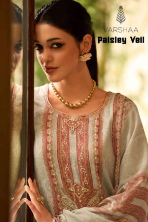 My Fashion Road Varsha Paisley Veil Digital Printed Pashmina Satin Suit | PV – 03
