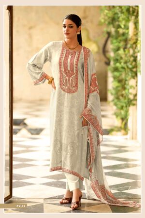 My Fashion Road Varsha Paisley Veil Digital Printed Pashmina Satin Suit | PV – 03