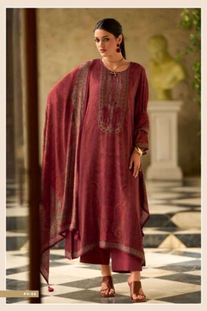 My Fashion Road Varsha Paisley Veil Digital Printed Pashmina Satin Suit | PV – 02