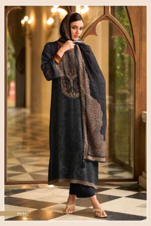 My Fashion Road Varsha Paisley Veil Digital Printed Pashmina Satin Suit | PV – 01