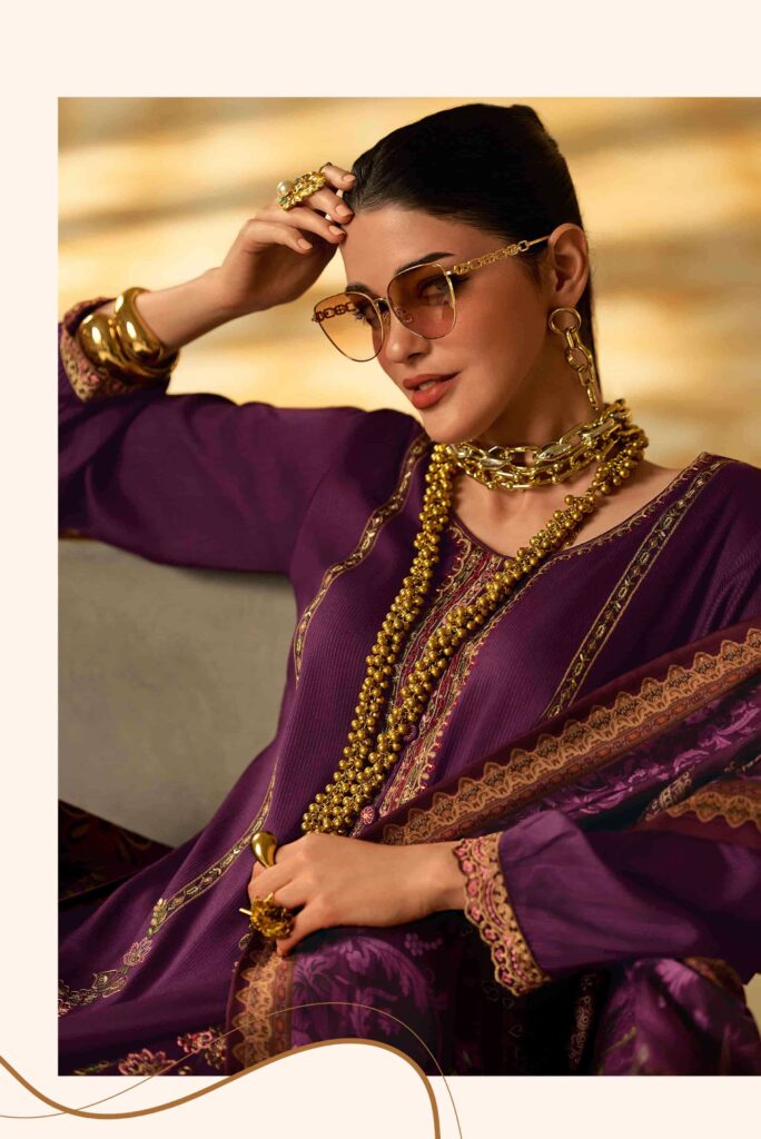 My Fashion Road Varsha Shishira Fancy Embroidered Viscose Pashmina Suit | SS – 01
