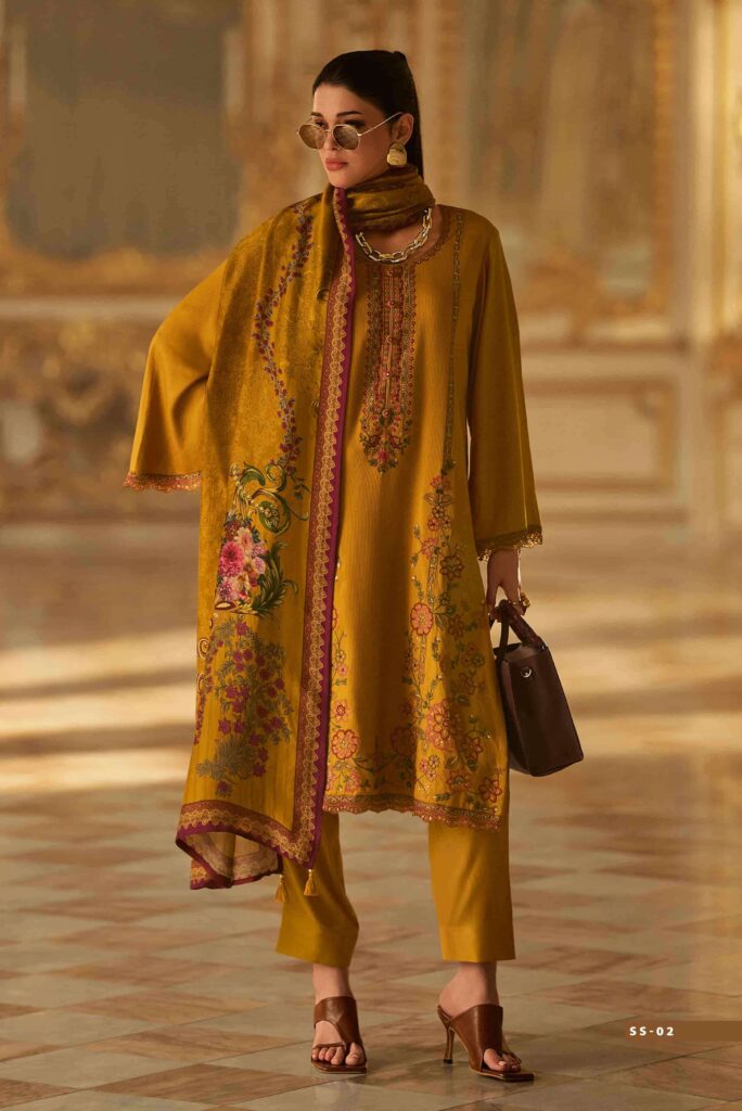 My Fashion Road Varsha Shishira Fancy Embroidered Viscose Pashmina Suit | SS – 02