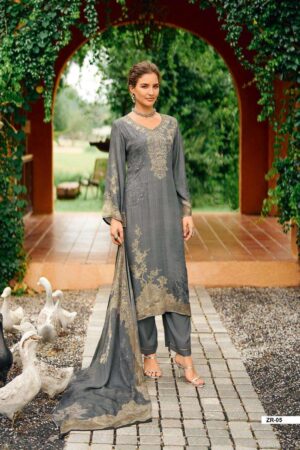 My Fashion Road Varsha Zaria Exclusive Fancy Pashmina Satin Suit | ZR – 05