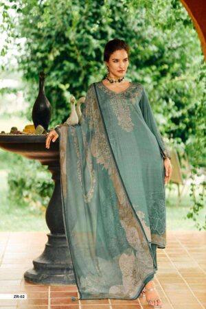 My Fashion Road Varsha Zaria Exclusive Fancy Pashmina Satin Suit | ZR – 02