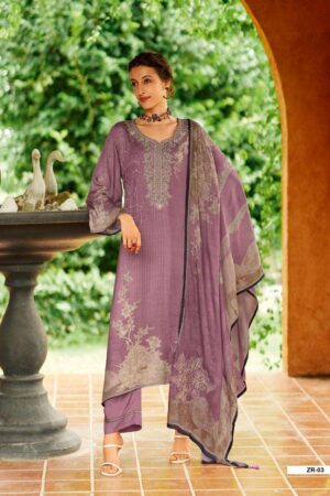 My Fashion Road Varsha Zaria Exclusive Fancy Pashmina Satin Suit | ZR – 03