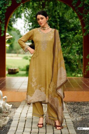 My Fashion Road Varsha Zaria Exclusive Fancy Pashmina Satin Suit | ZR – 01