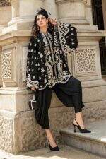 My Fashion Road MARIA B Soiree Unstitched Embroidered Raw Silk Suit WF-09-03-Black