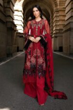 My Fashion Road MARIA B Soiree Unstitched Embroidered Organza Suit WF-09-06-Red