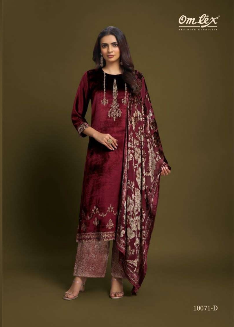 My Fashion Road Omtex Ritha Vol 37 Pure Viscose Velvet Designer Suit | 10071 – D My Fashion Road Omtex Ritha Vol 37 Pure Viscose Velvet Designer Suit | 10071 – D