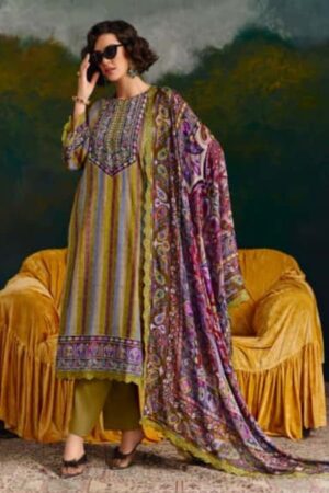 My Fashion Road Pure Pashmina Digital Print With Scalloped Resham Embroidery Suit – Kimora Kashida 9893)