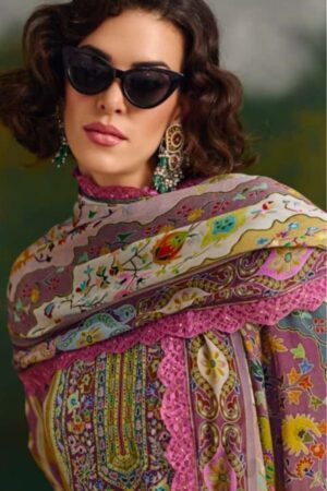 My Fashion Road Pure Pashmina Digital Print With Scalloped Resham Embroidery Suit – Kimora Kashida 9891