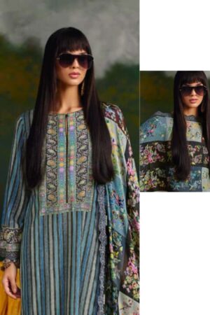 My Fashion Road Pure Pashmina Digital Print With Scalloped Resham Embroidery Suit – Kimora Kashida 9895