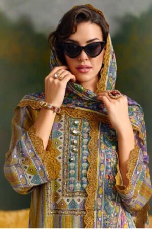 My Fashion Road Pure Pashmina Digital Print With Scalloped Resham Embroidery Suit – Kimora Kashida 9896