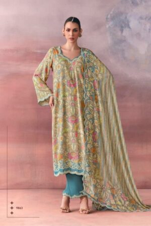 My Fashion Road Pure Pashmina Shimmer Digital Print, Resham Dori Embroidery Suit – Kimora Moonlight 9863