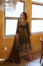 My Fashion Road Aiqa Grey And Gold Partywear Style Velvet Latest Designer Suit | A – 1702