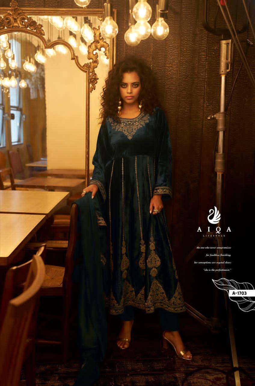 My Fashion Road Aiqa Grey And Gold Partywear Style Velvet Latest Designer Suit | A – 1703 My Fashion Road Aiqa Grey And Gold Partywear Style Velvet Latest Designer Suit | A – 1703