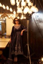 My Fashion Road Aiqa Grey And Gold Partywear Style Velvet Latest Designer Suit | A – 1704