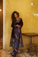 My Fashion Road Aiqa Grey And Gold Partywear Style Velvet Latest Designer Suit | A – 1705