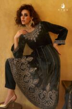 My Fashion Road Aiqa Grey And Gold Partywear Style Velvet Latest Designer Suit | A – 1706