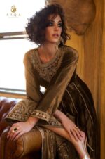 My Fashion Road Aiqa Grey And Gold Partywear Style Velvet Latest Designer Suit | A – 1702