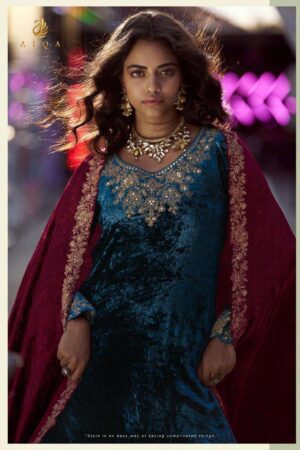 My Fashion Road Aiqa The Dance Of Love Designer Velvet Partywear Suit | A – 2304