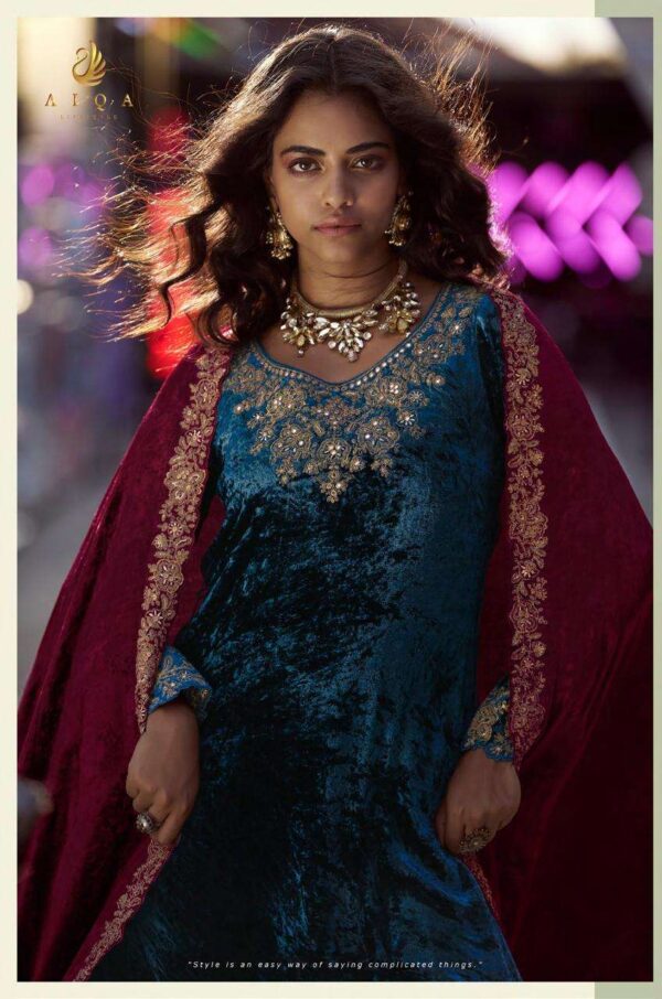 My Fashion Road Aiqa The Dance Of Love Designer Velvet Partywear Suit | A – 2304