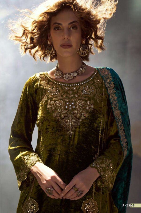 My Fashion Road Aiqa The Dance Of Love Designer Velvet Partywear Suit | A – 2305