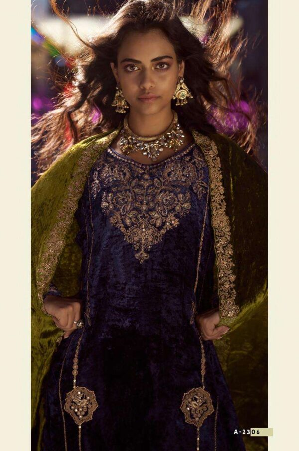 My Fashion Road Aiqa The Dance Of Love Designer Velvet Partywear Suit | A – 2306