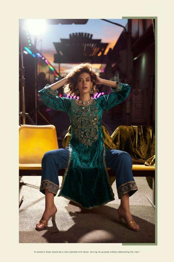 My Fashion Road Aiqa The Dance Of Love Designer Velvet Partywear Suit | A – 2301