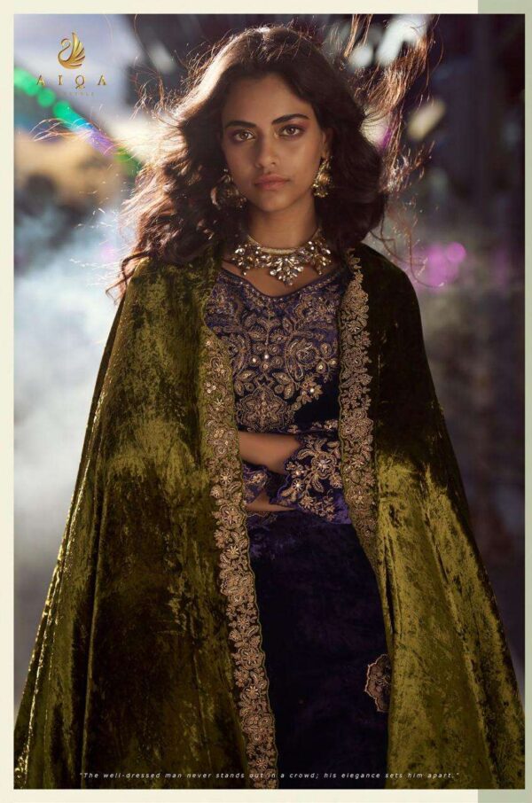 My Fashion Road Aiqa The Dance Of Love Designer Velvet Partywear Suit | A – 2306