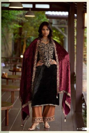 My Fashion Road Aiqa The Dance Of Love Designer Velvet Partywear Suit | A – 2302