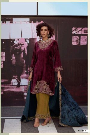 My Fashion Road Aiqa The Dance Of Love Designer Velvet Partywear Suit | A – 2303