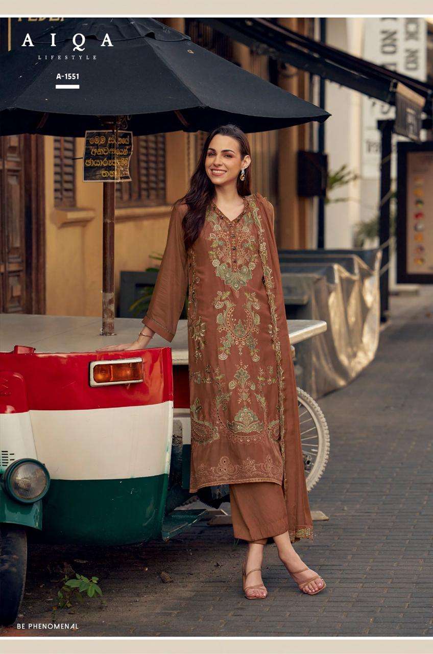 My Fashion Road Aiqa Wes Pure Bemberg Muslin Silk Latest Suit | A – 1551 My Fashion Road Aiqa Wes Pure Bemberg Muslin Silk Latest Suit | A – 1551