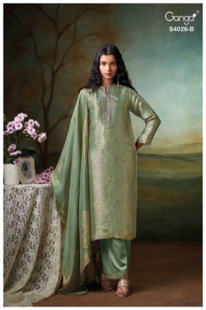My Fashion Road Ganga Fashion Amirae Partywear Style Jacquard Silk Designer Suit | S4026 – B