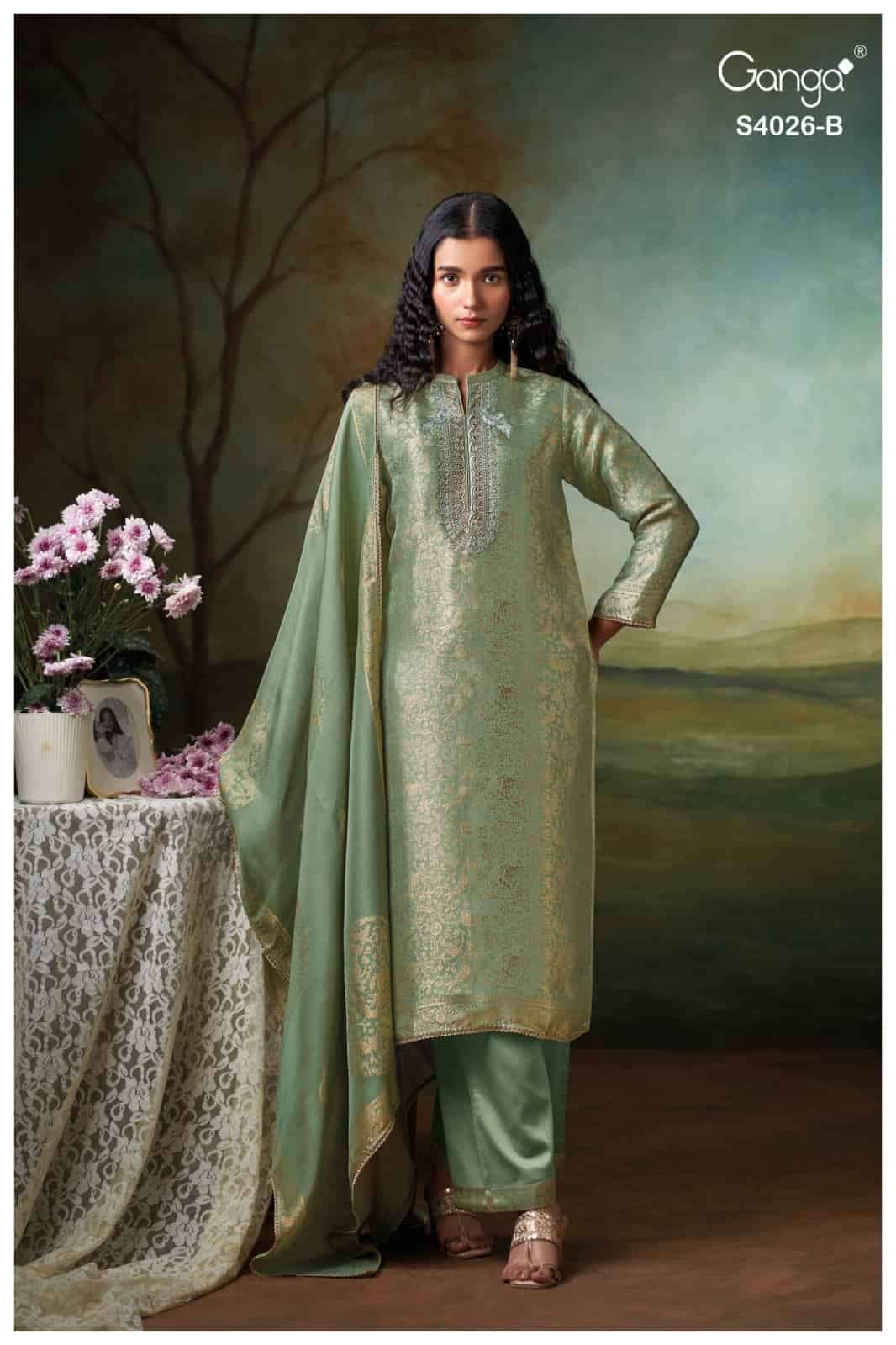 My Fashion Road Ganga Fashion Amirae Partywear Style Jacquard Silk Designer Suit | S4026 – B My Fashion Road Ganga Fashion Amirae Partywear Style Jacquard Silk Designer Suit | S4026 – B
