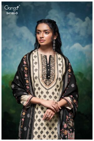 My Fashion Road Ganga Fashion Imyra Printed Pashmina Winter Suit | S4160 – D