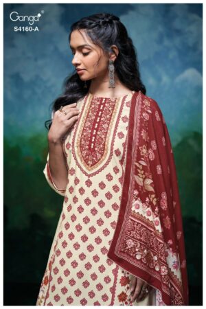 My Fashion Road Ganga Fashion Imyra Printed Pashmina Winter Suit | S4160 – A