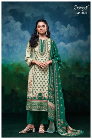 My Fashion Road Ganga Fashion Imyra Printed Pashmina Winter Suit | S4160 – B