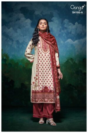 My Fashion Road Ganga Fashion Imyra Printed Pashmina Winter Suit | S4160 – A