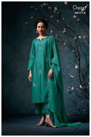 My Fashion Road Ganga Fashion Kalyra Designer Russian Silk Suit | S4117 – A