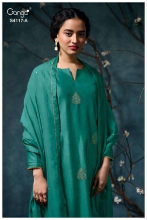 My Fashion Road Ganga Fashion Kalyra Designer Russian Silk Suit | S4117 – A