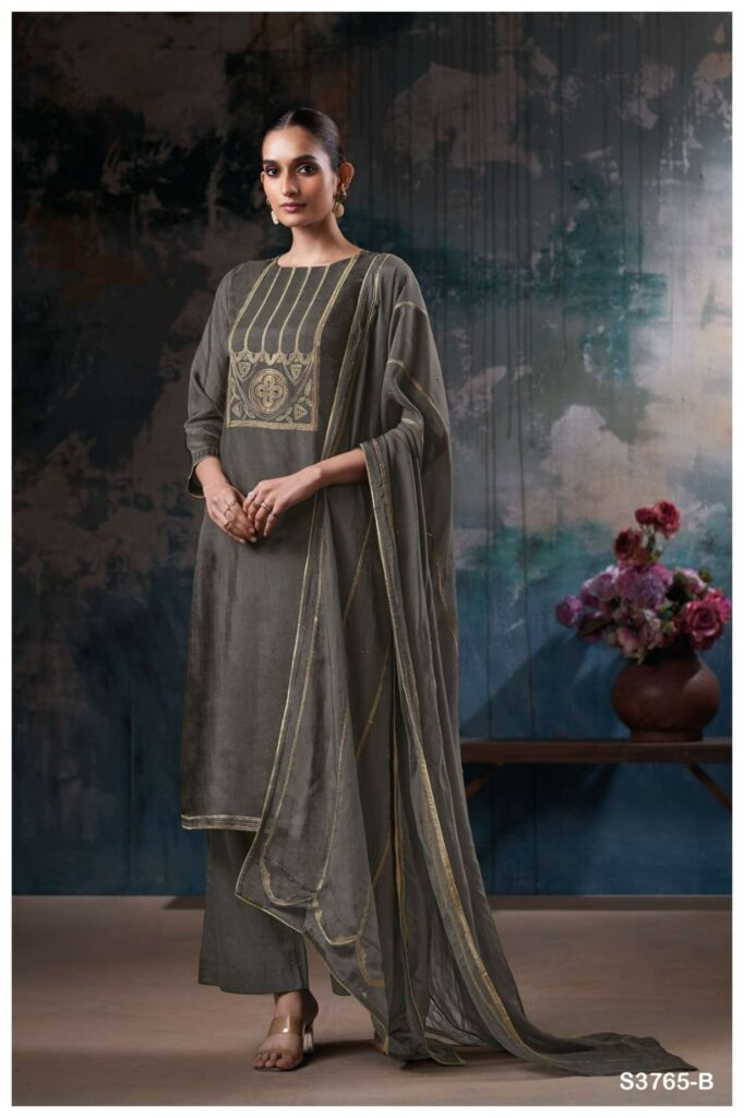 My Fashion Road Ganga Fashion Kresha Pure Bemberg Silk Premium Suit | S3765 – B